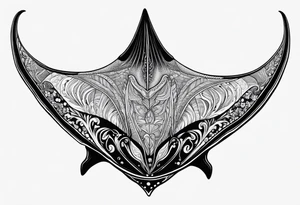 Manta ray swimming. Looking by the back tattoo idea