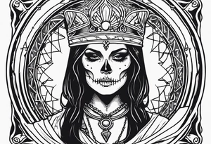 High priestess as a skeleton tarot card tattoo idea