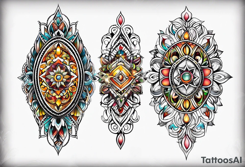 Thigh Sun Catcher oval tattoo idea