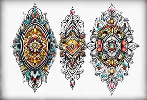 Thigh Sun Catcher oval tattoo idea