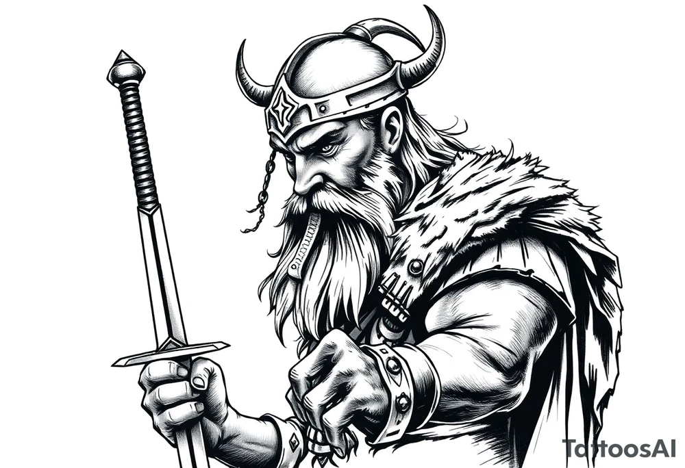 a viking with a sword. tattoo idea