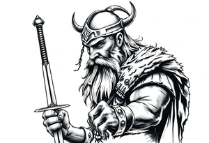 a viking with a sword. tattoo idea