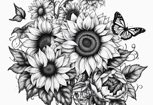 Sunflowers and butterflies tattoo idea