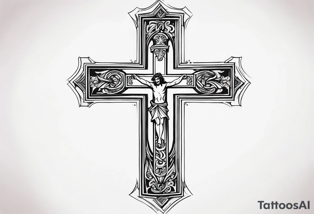 cross, god, walking, angles tattoo idea