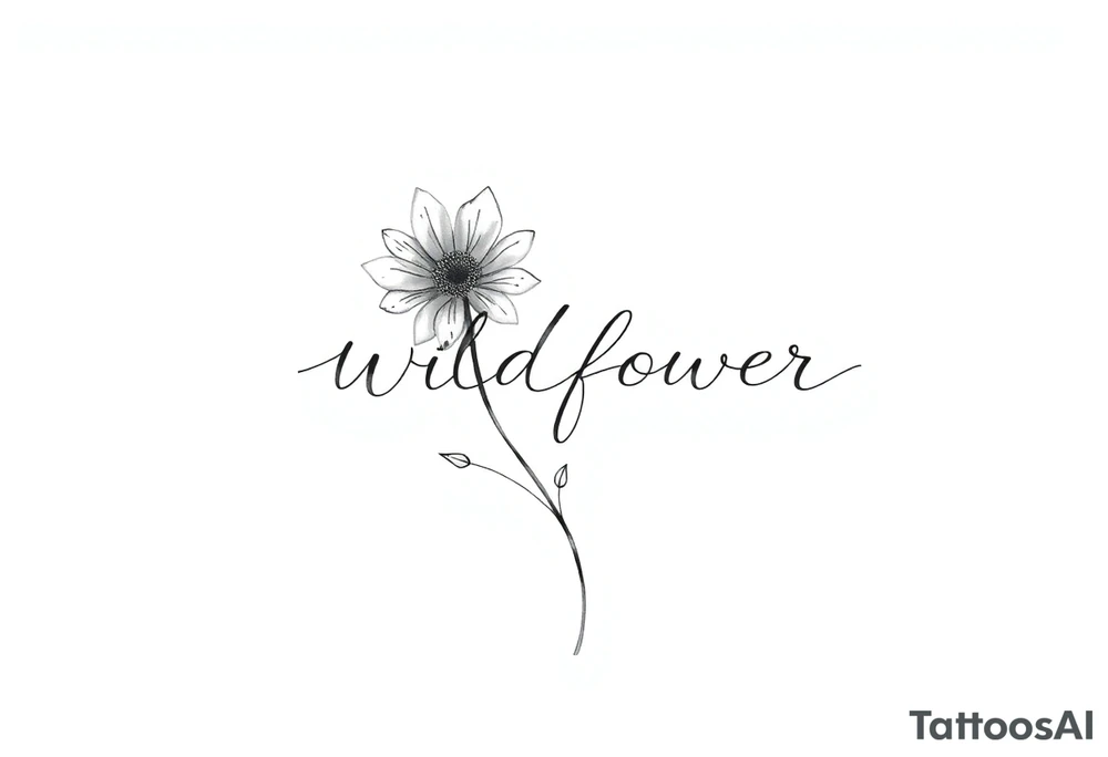 Wildflower written as the stem of a flower tattoo idea