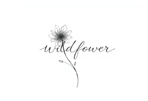 Wildflower written as the stem of a flower tattoo idea