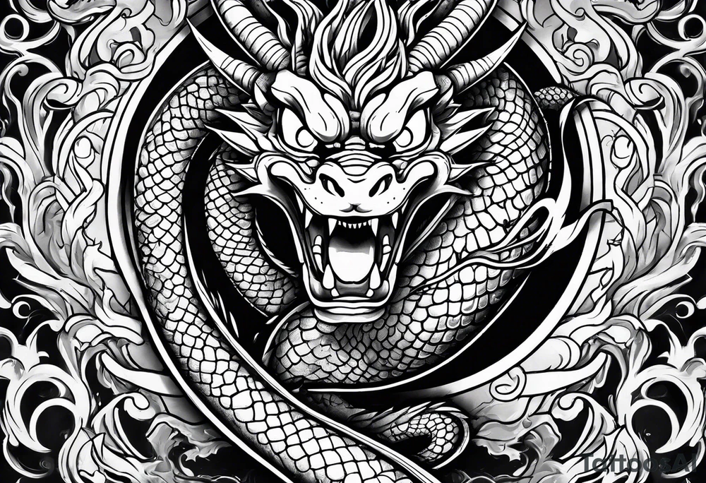 Shenron from Dragon Ball Z traditional tattoo tattoo idea