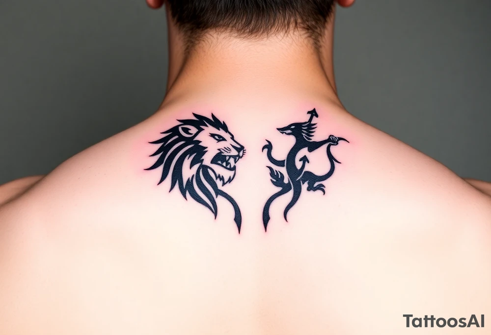 Leo zodiac sign and Sagittarius together tattoo idea