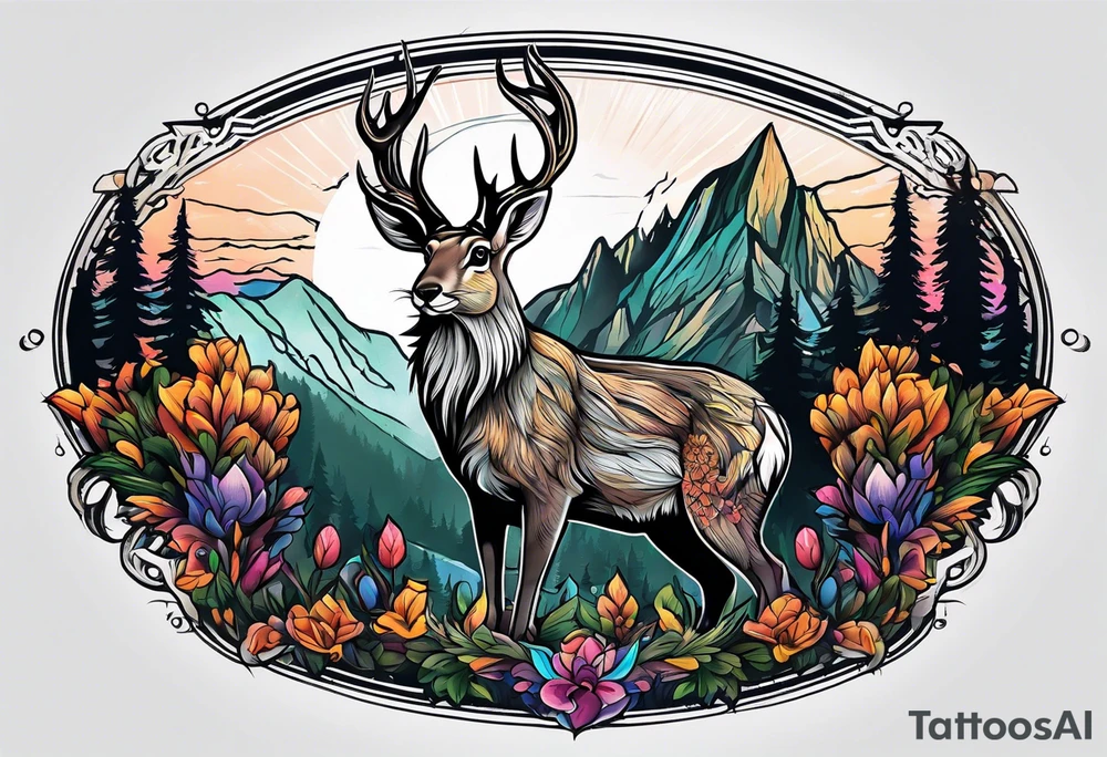 jackelope  mountain forest tattoo idea