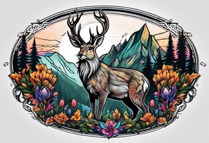 jackelope  mountain forest tattoo idea