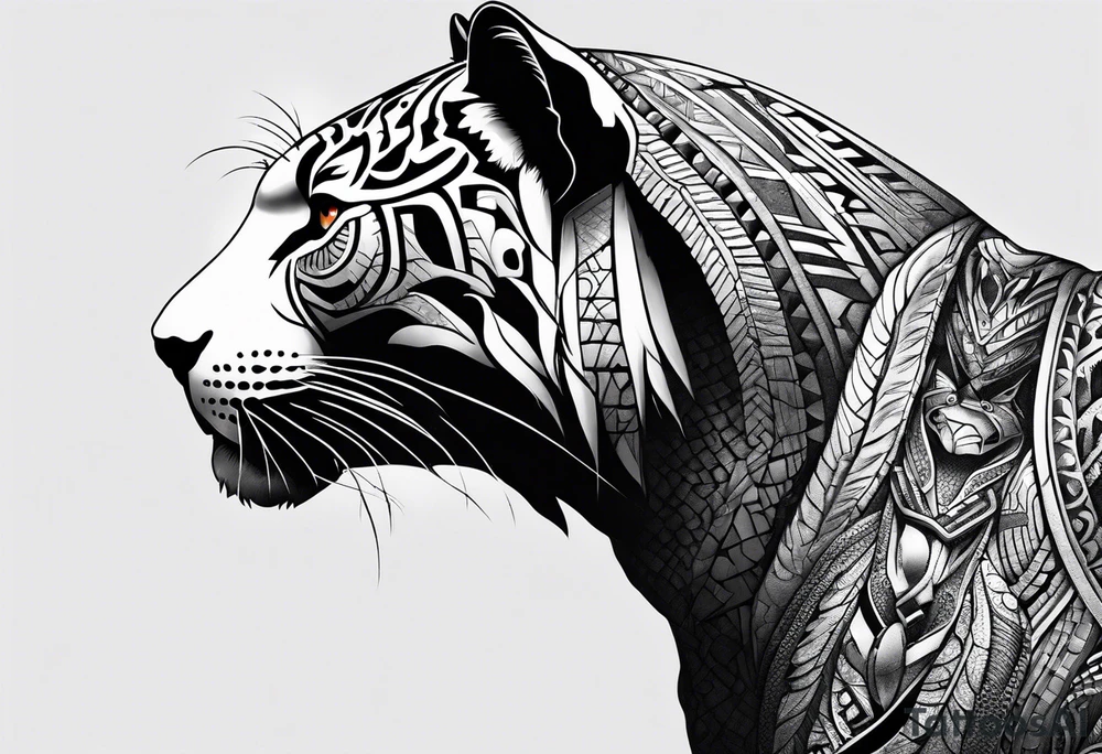 aztec black jaguar with snake tattoo idea