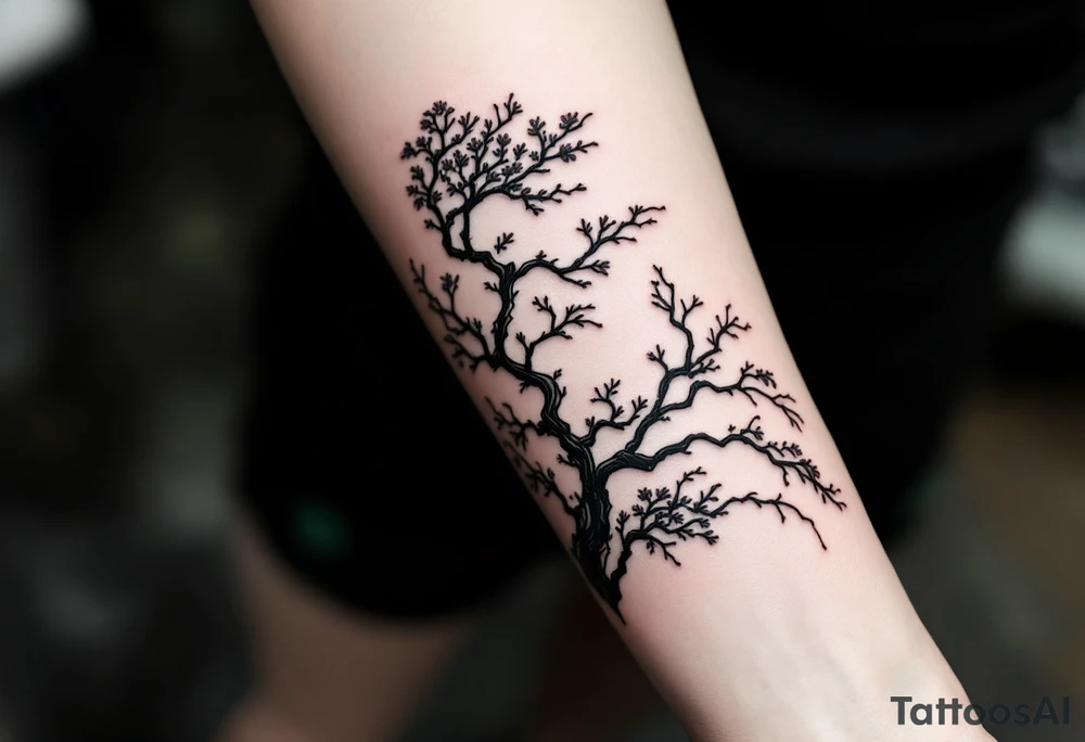 detailed dragoran (pokémon) japanese style sakura trees abstract lines dark/rough aesthetic tattoo idea