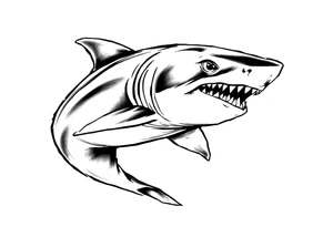 Masculine strong shark flowing tattoo idea