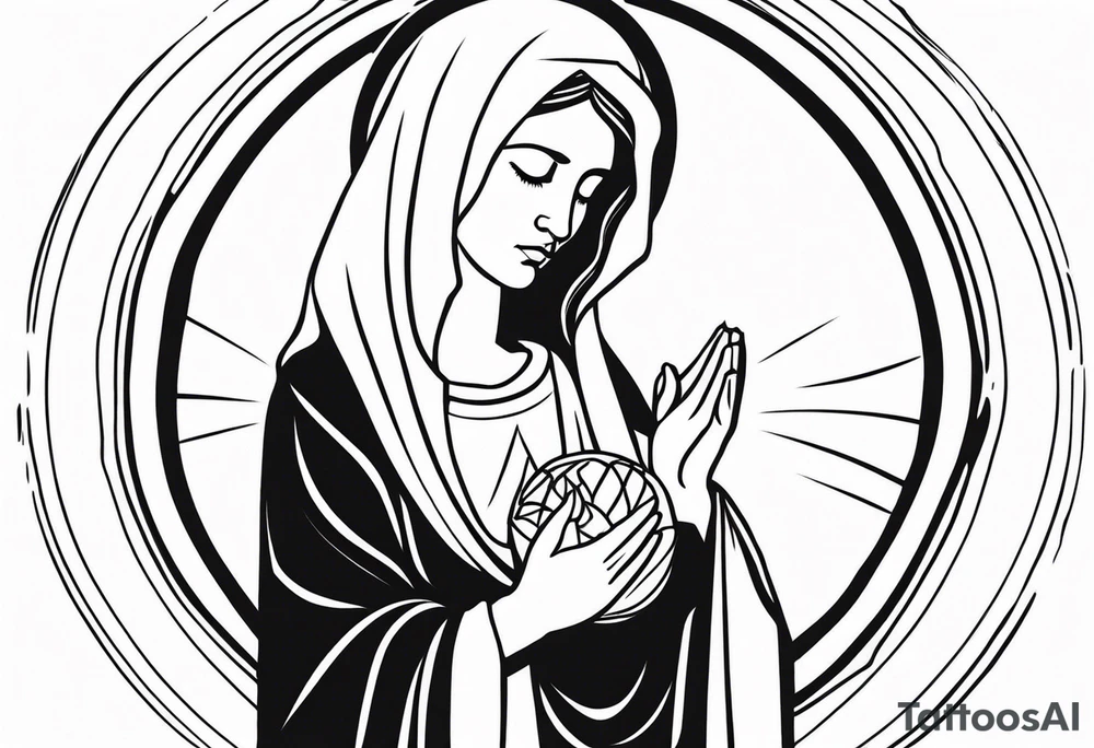 Mary mother of Jesus with a third of her hands and crying tattoo idea