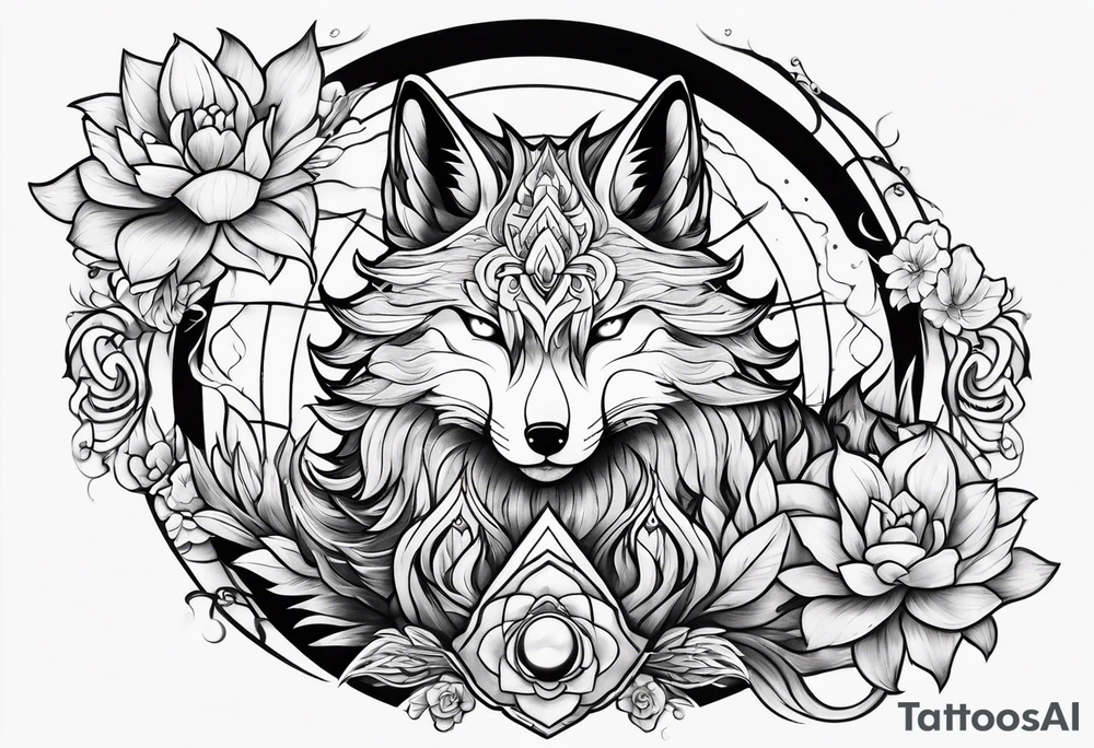 a kitsune with 6 eyes tattoo idea
