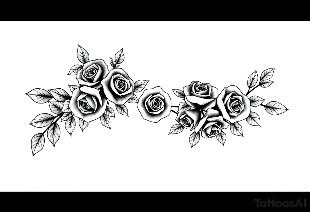 Small Roses with NO LEAVES fully filling up the inside of an lateral elongated diamond shape tattoo idea
