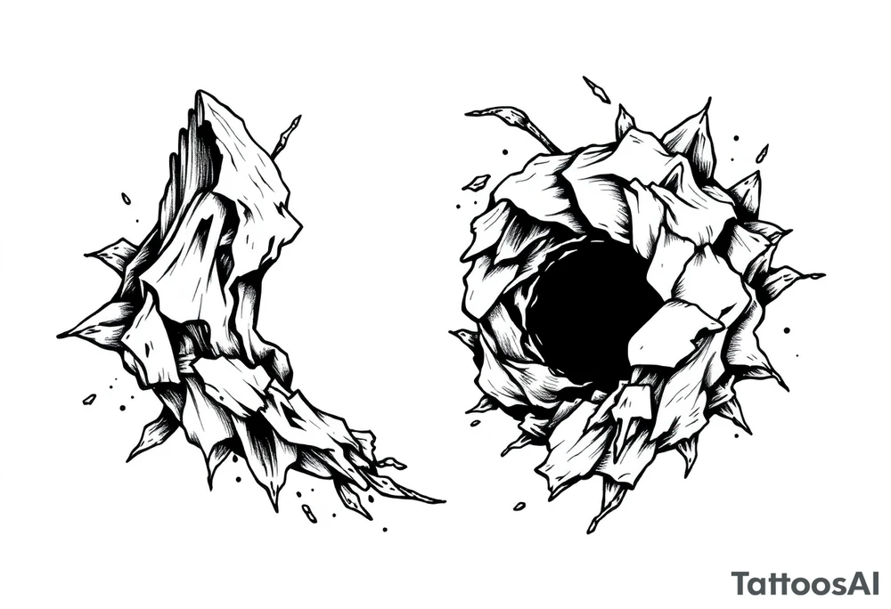 2 different worlds on both sides of a black hole tattoo idea