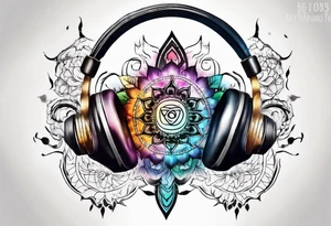 Headphones in the style of energy chakra tattoo idea