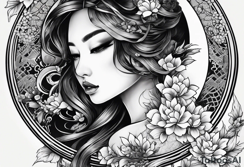 under boob  moon and lace tattoo idea