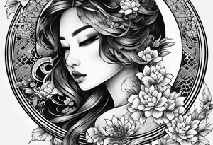 under boob  moon and lace tattoo idea