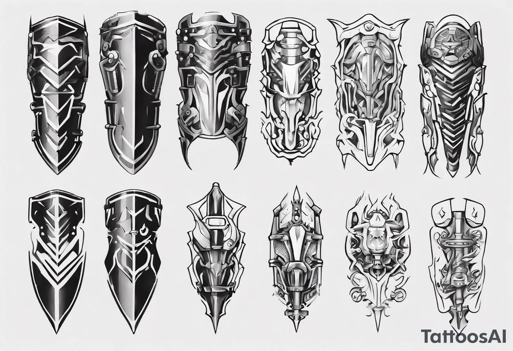 Leg armor mechanical tattoo idea
