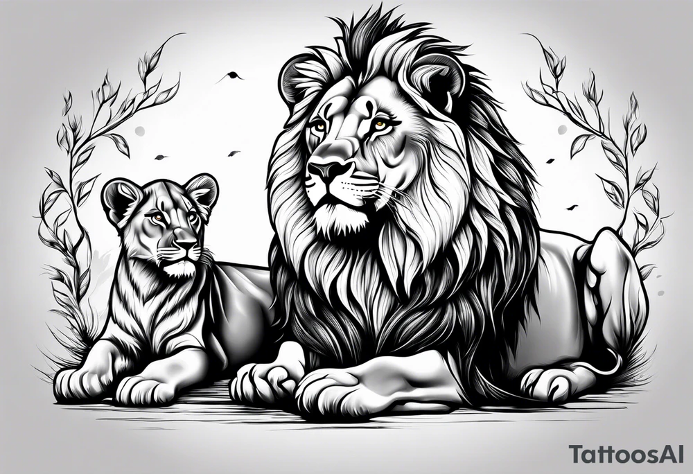Lion with cubs tattoo idea