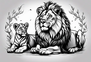 Lion with cubs tattoo idea