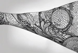 Honeycomb coast full leg sleeve male tattoo idea