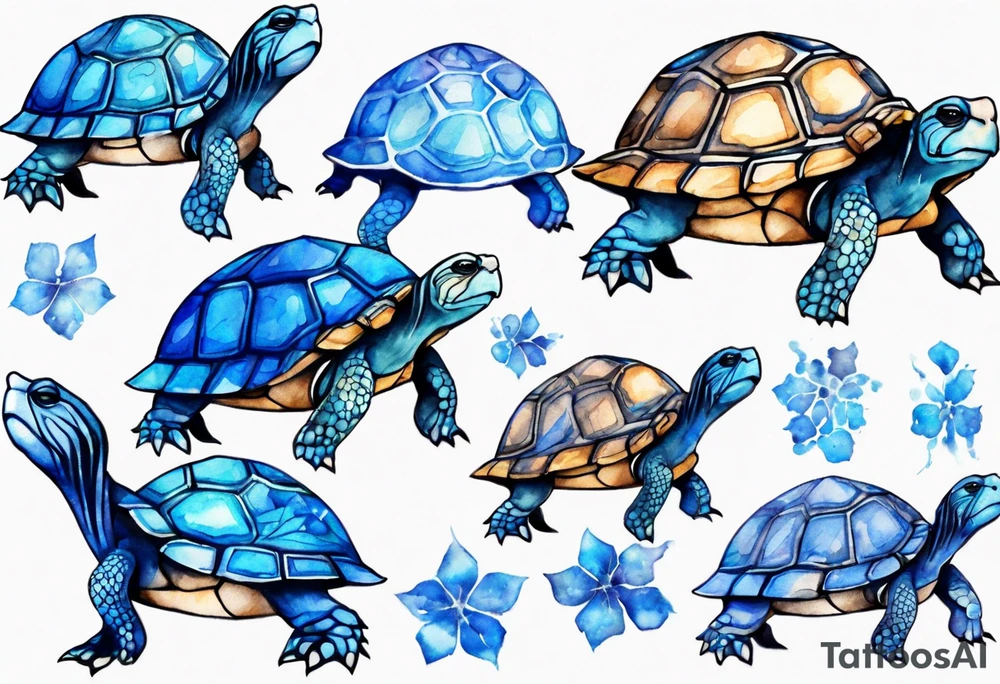 a furry turtle covered in blue fur tattoo idea