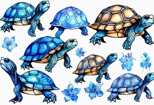 a furry turtle covered in blue fur tattoo idea