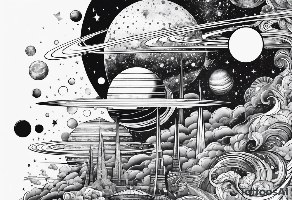 double helix space scape tattoo idea