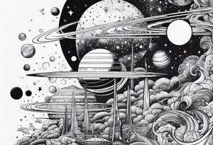 double helix space scape tattoo idea