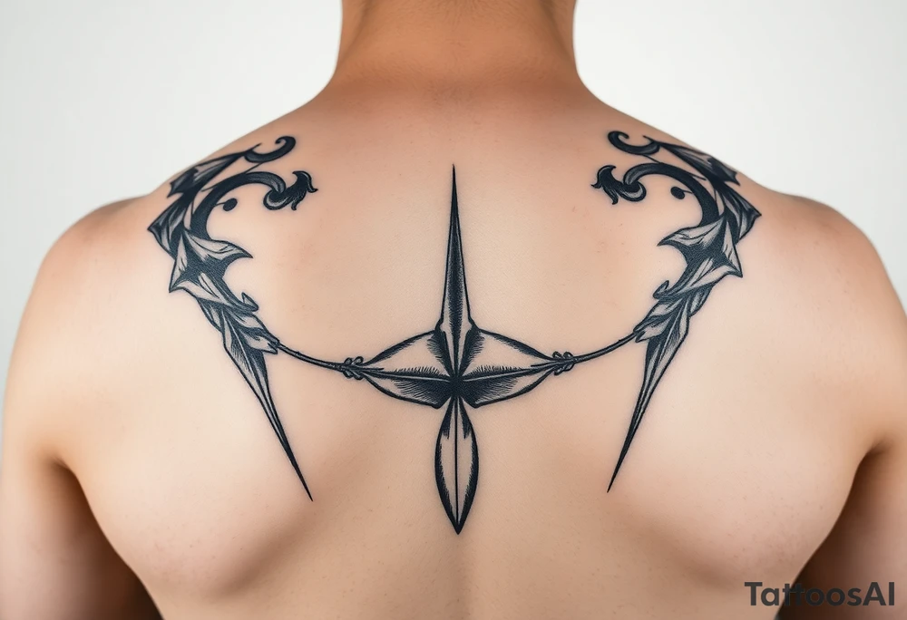 Symmetrical tattoo running down both sides following the v cut, accentuating and emphasizing the penis tattoo idea