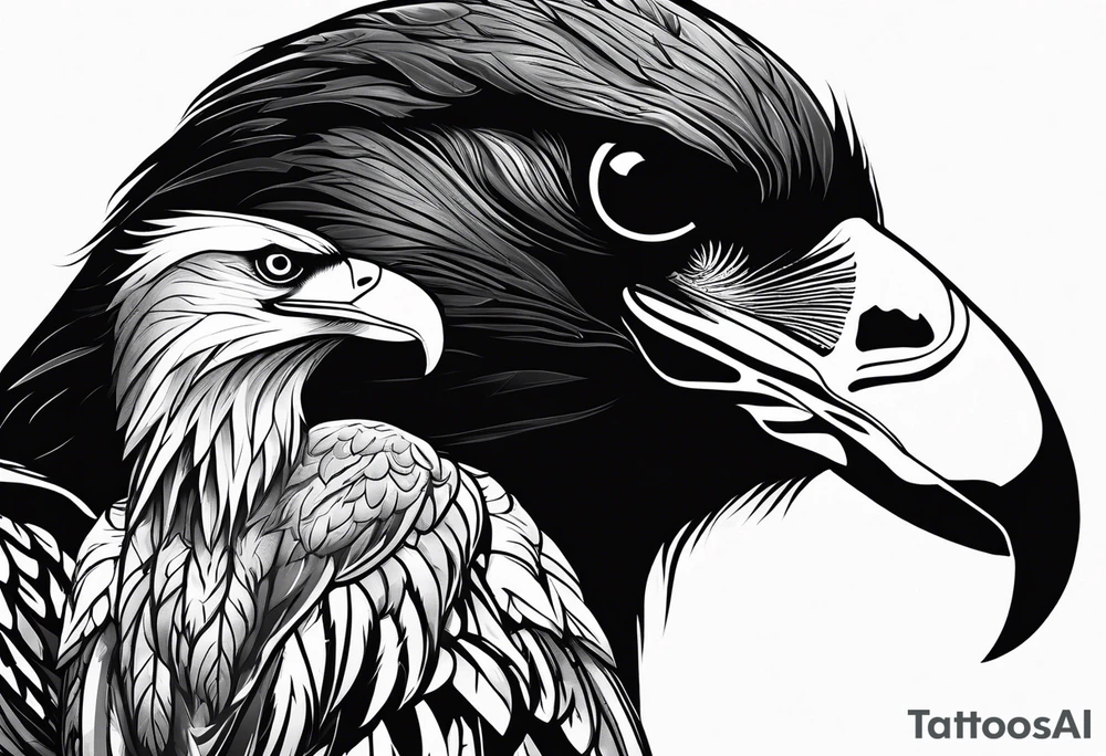 crow dad and eagle mother raising a family tattoo idea