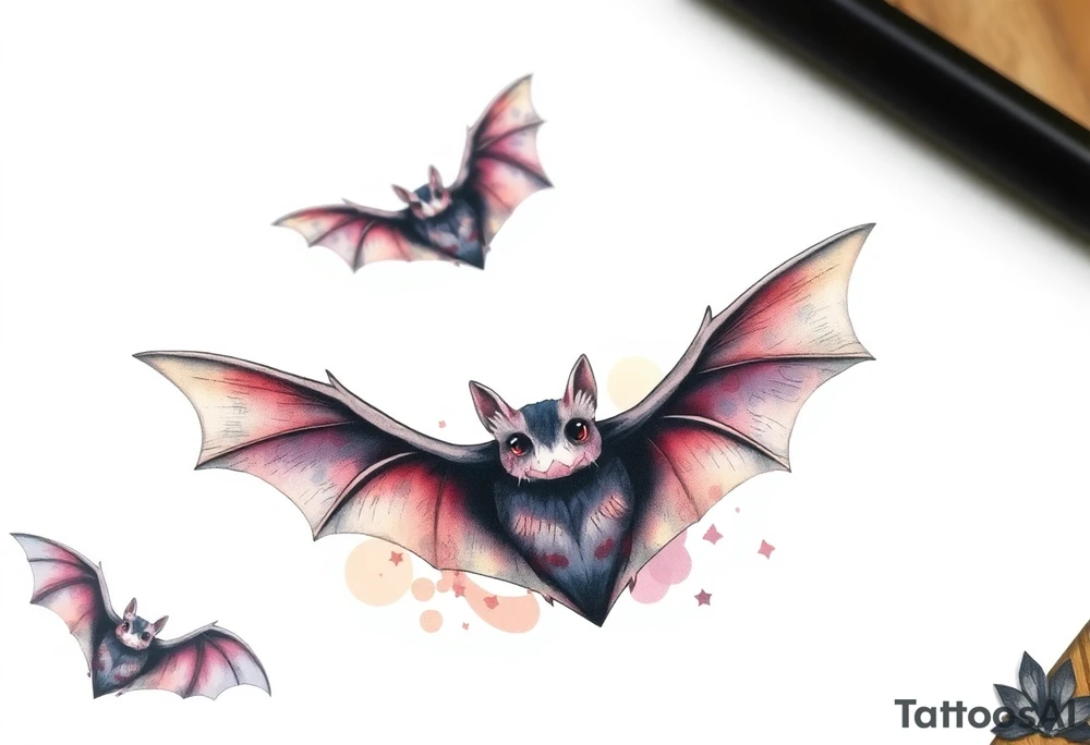 10 Unique cute bats tattoo idea