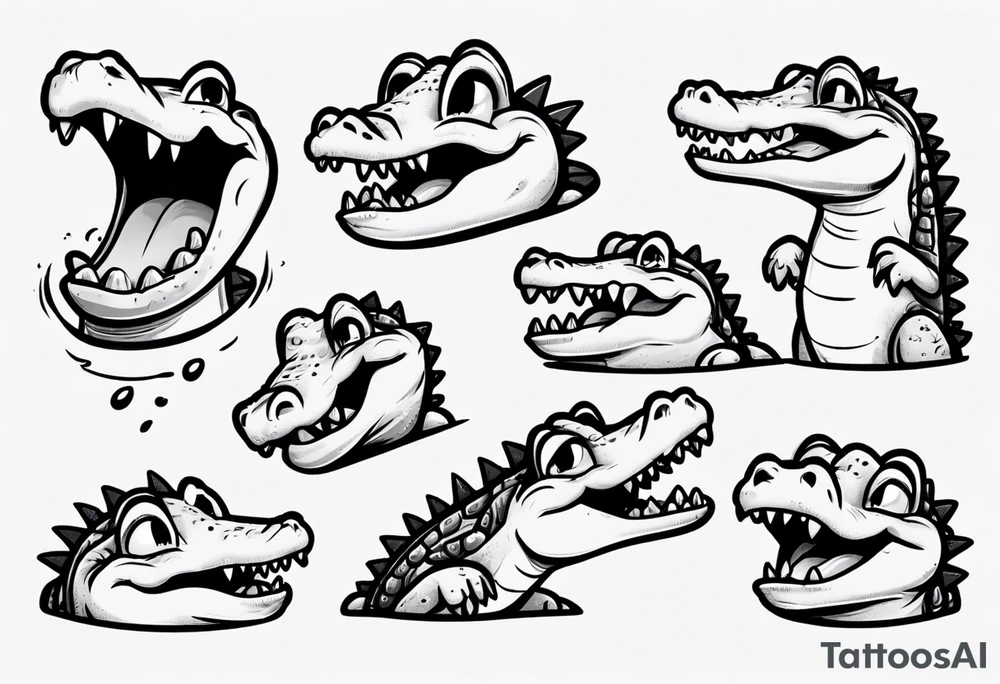 cute cartoon crocodile crying tattoo idea