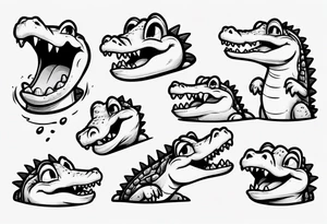 cute cartoon crocodile crying tattoo idea