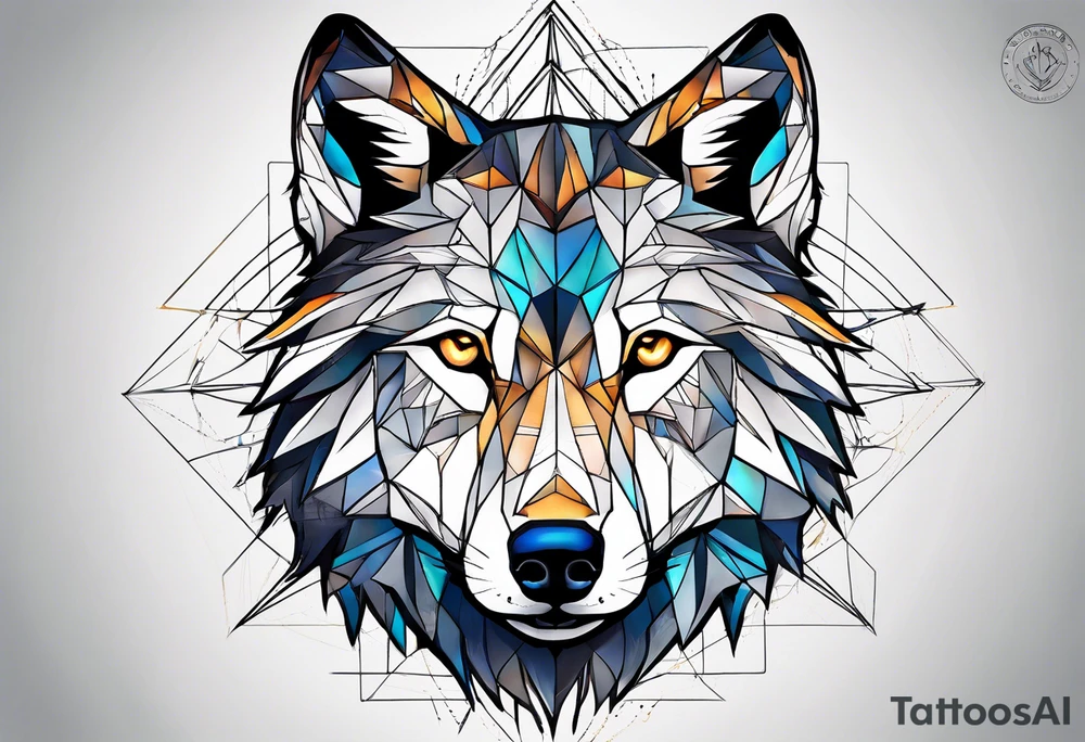 Constellation, two animal wolf, géométric tattoo idea