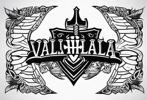 Valhalla sword shield banner tattoo idea