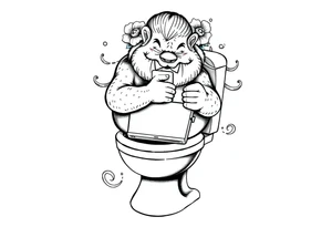 big fat d with a ipad on the toilet shitting with skibidi toilet tattoo idea