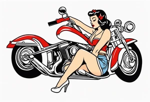 American Traditional pinup girl sitting tattoo idea