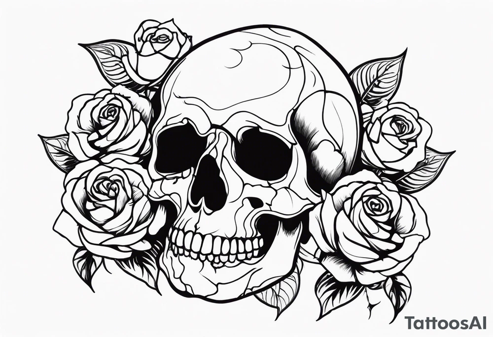skull and roses tattoo idea