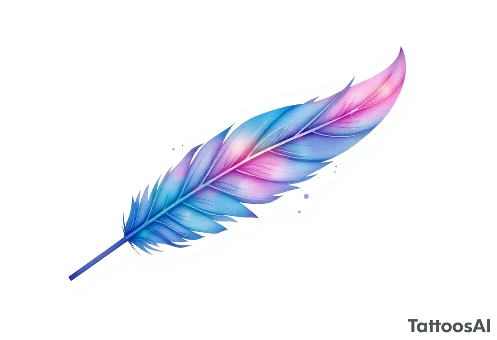 Feather with blue and purple tattoo idea