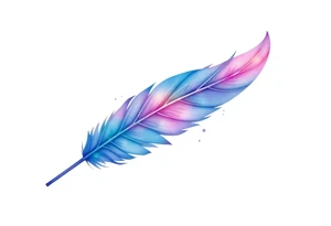 Feather with blue and purple tattoo idea