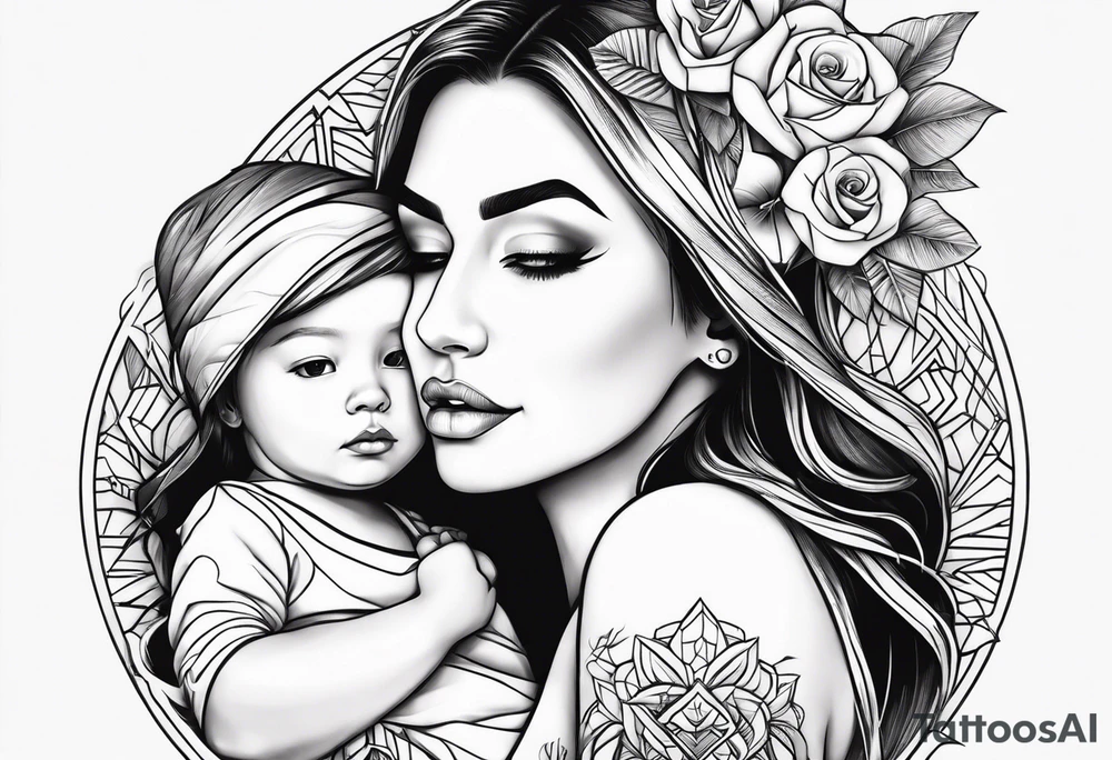 Mom with son and daughter tattoo idea