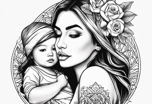 Mom with son and daughter tattoo idea