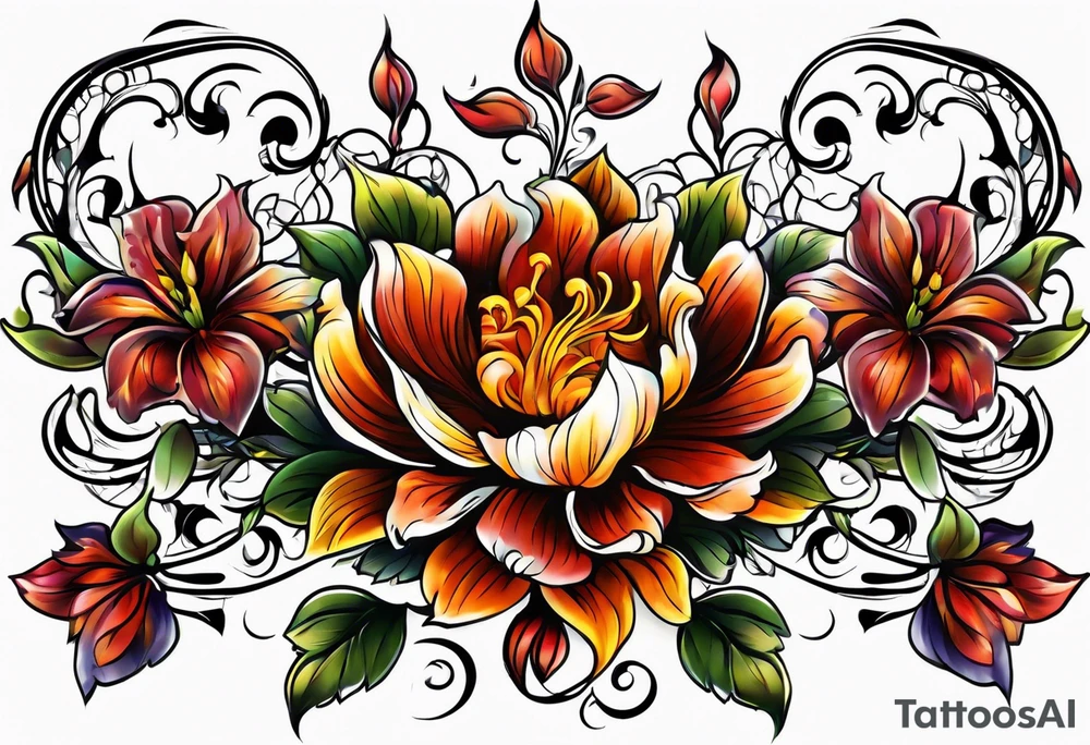 Flower fire for a male tattoo tattoo idea