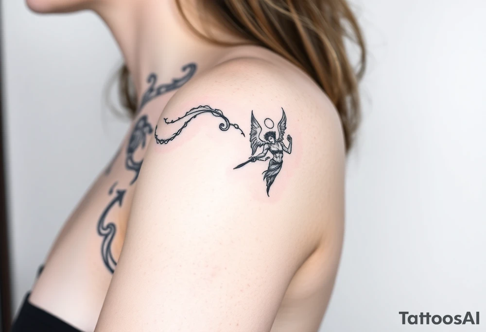 beautiful woman angel vs a powerful devil tattoo idea