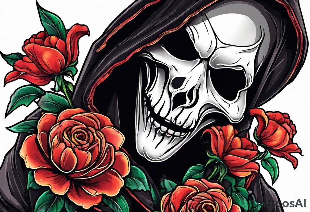 Ghostface holding flowers tattoo idea