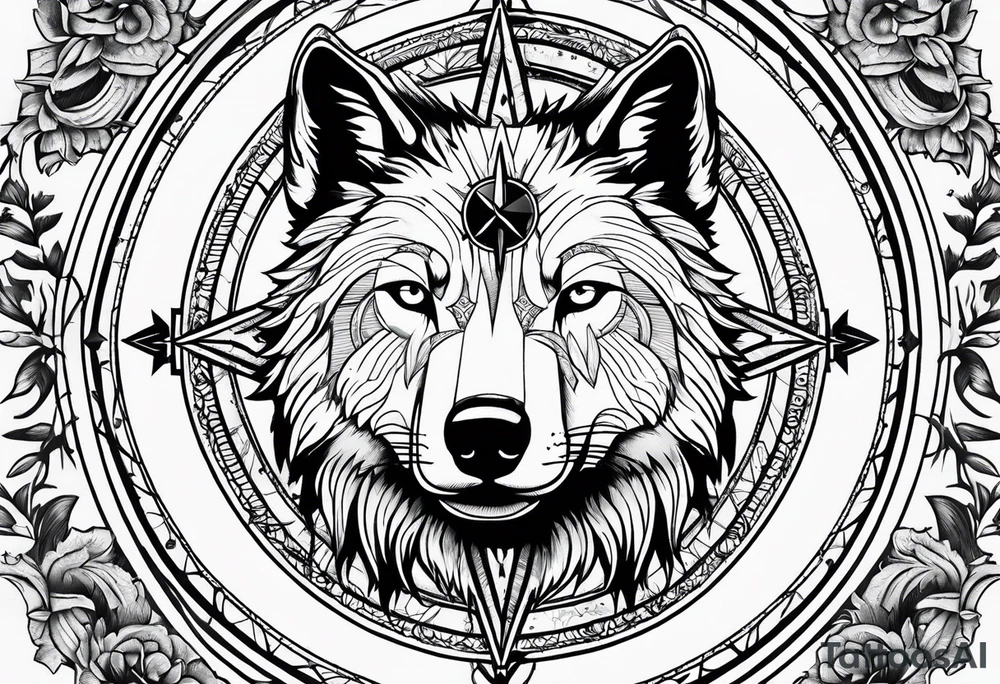 Compass for direction and guidance and a wolf tattoo idea